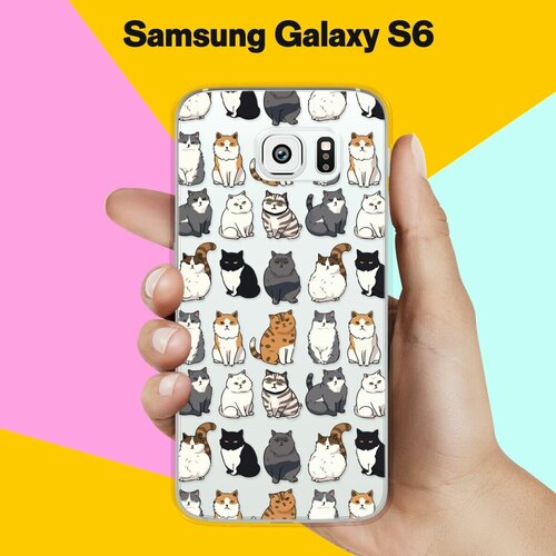 Силиконовый чехол на Samsung Galaxy S6 Коты / для Самсунг Галакси С6 пластиковый чехол мишка поздравляшка на samsung galaxy s6 самсунг галакси с 6