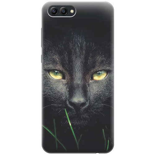 фото Cиликоновый чехол на honor v10 / хонор в10 с принтом "кошка в темноте" gosso
