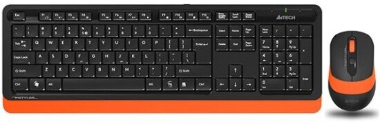 Комплект клавиатура и мышь A4TECH Fstyler FG1010 черный/оранжевый USB беспроводная (1147574)