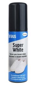 Фото BRAUS Краска для белой обуви, кроссовок и белой подошвы Braus Super White, 75 мл