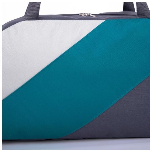 фото Сумка спортивная, отдел на молнии, наружный карман, цвет серый/бирюзовый зфтс