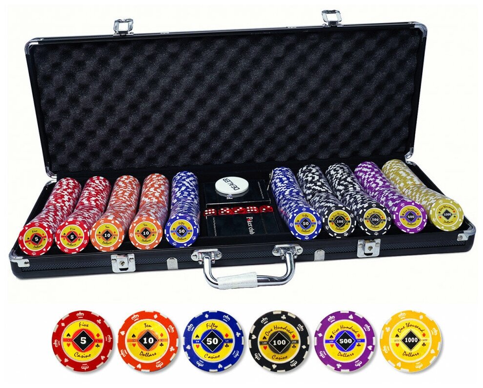 Набор для покера Crown 500 фишек, турнирный