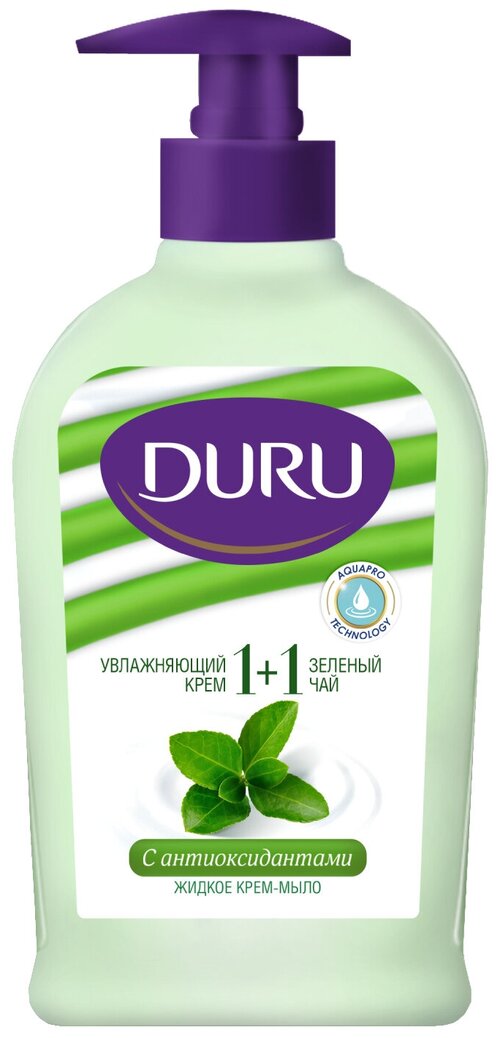 DURU Крем-мыло жидкое 1+1 Зелёный чай зеленый чай, 300 мл, 365 г