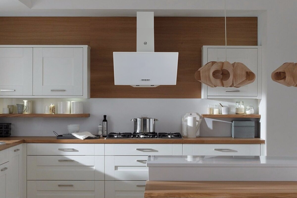 Кухонная вытяжка наклонная MBS ALPINIA 150 GLASS WHITE - фотография № 6