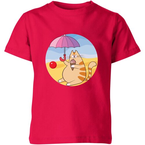 Футболка Us Basic, размер 4, розовый мужская футболка счастливый кот отдыхает на пляже s синий