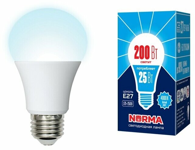 Светодиодная лампа шар A70 Белый дневной 25W UL-00004470 LED-A70-25W/4000K/E27/FR/NR Norma Volpe