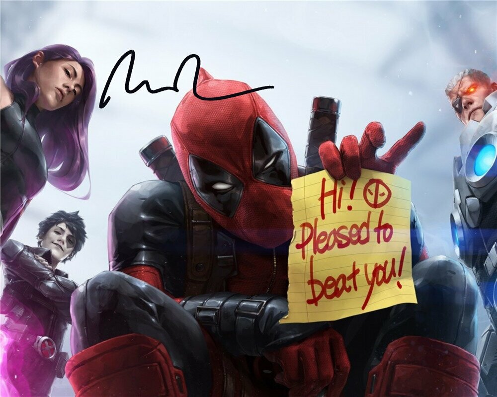 Автограф Райан Рейнольдс Дэдпул - Автограф Ryan Reynolds Deadpool - Фото с автографом, Подписанная фотография, Автограф знаменитости, Подарок, Автограмма, Размер 20х25 см