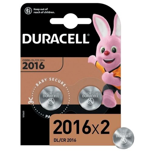 duracell cr2016 Батарейка литиевая Duracell, CR2016-2BL, 3В, блистер, 2 шт.