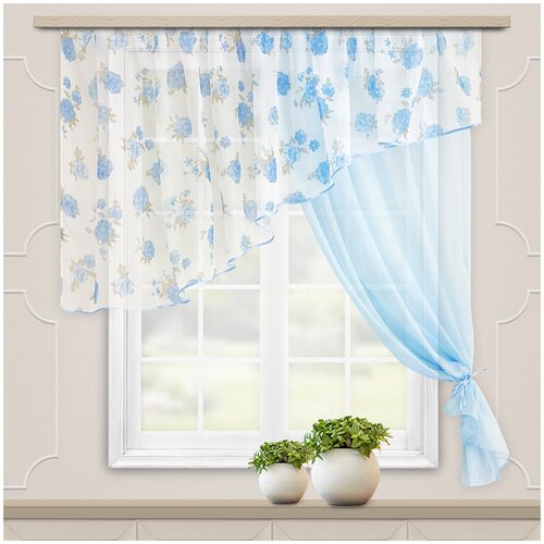 фото Комплект штор для кухни византия 280*160 голубой прав. witerra