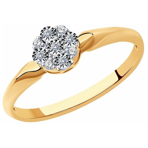 Кольцо Яхонт, золото, 585 проба, бриллиант, размер 17, бесцветный кольцо del ta красное золото 585 проба рубин бриллиант размер 17