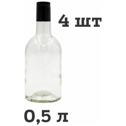 Бутылка для самогона стеклянная Домашняя 05 л с полимерной пробкой и термоусадочным колпачком 4 шт 890₽