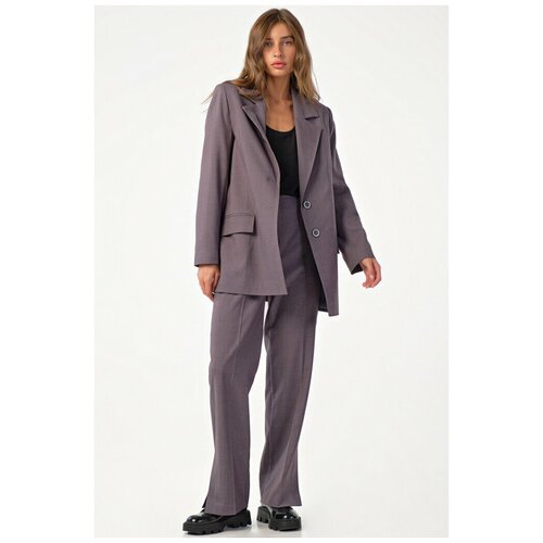 фото Костюм fly, жакет и брюки, классический стиль, прямой силуэт, подкладка, размер 46, серый