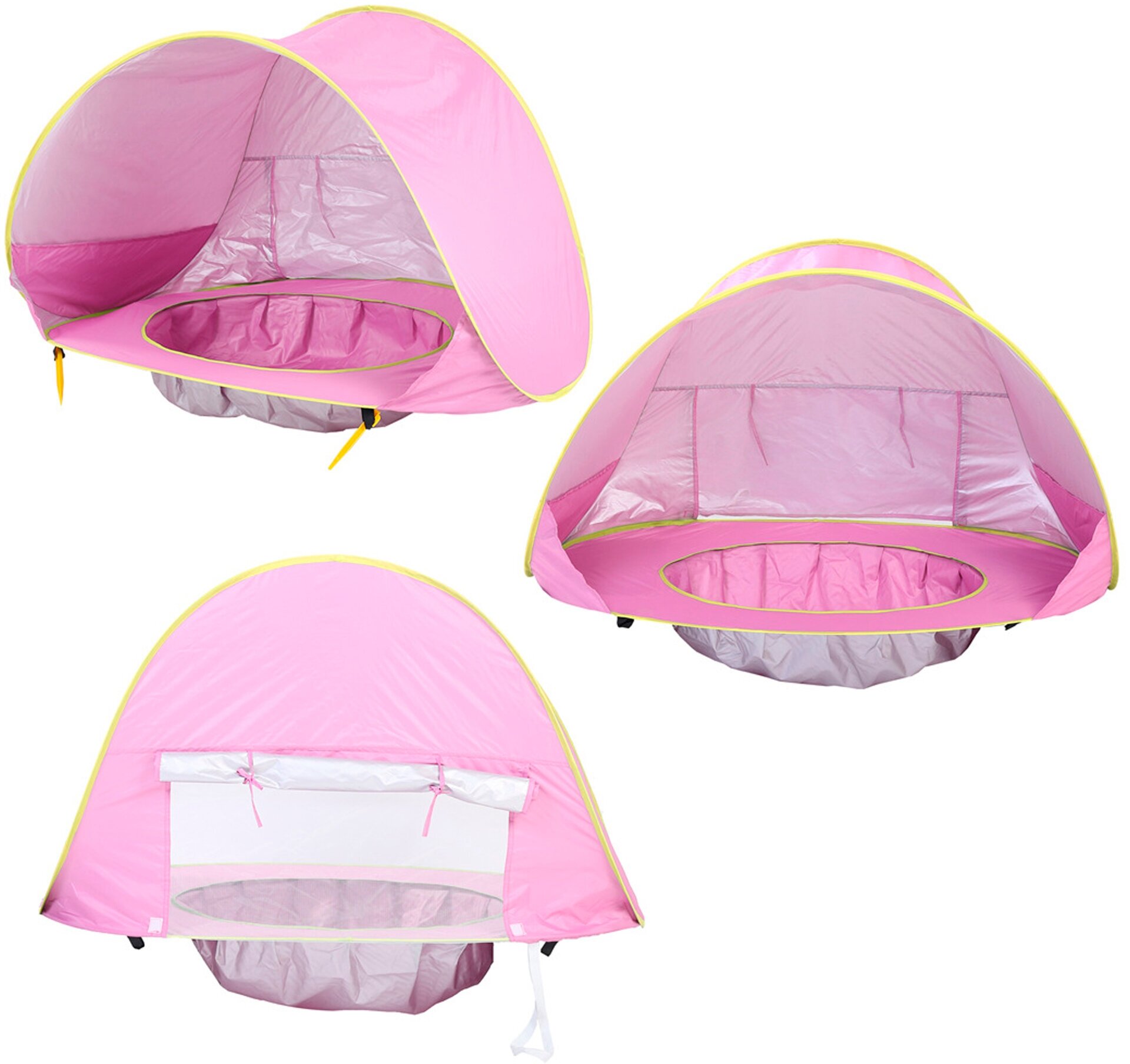 Детская пляжная палатка с бассейном и защитой от солнца, игровой комплекс для детей Розовый - фотография № 4