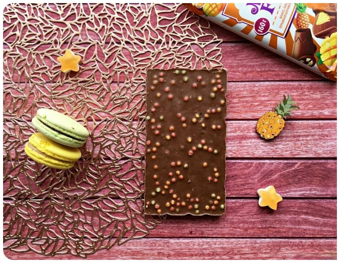 Шоколад Alpen Gold Max Fun молочный манго, ананас, маракуйя, взрывная карамель, шипучие шарики, 150 г - фотография № 9