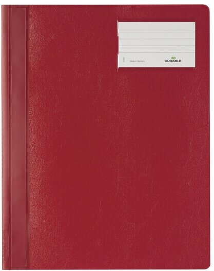 Папка-скоросшиватель Durable 2500/03 ПВХ с карманом для маркировки, визитки, формат А4, А4+, красный
