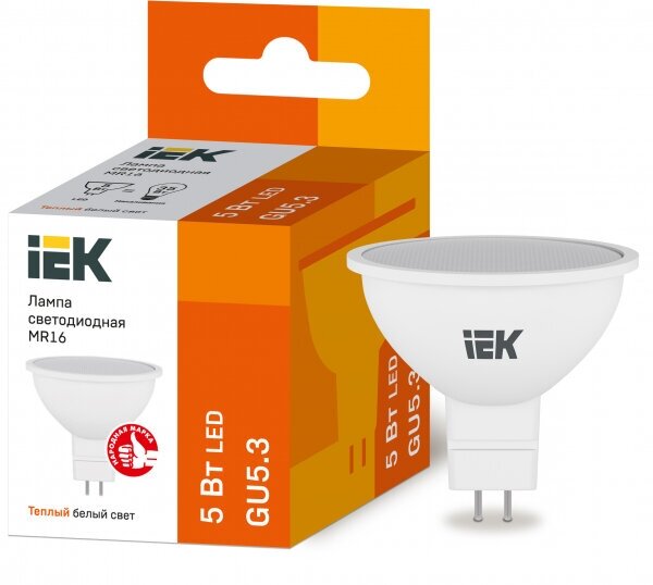 IEK Лампа светодиодная ECO MR16 софит 5Вт 230В 3000К GU5.3