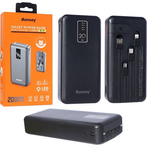 Power bank Bunsey BY-24 20000mAh Type-CMicroBracket SupportLED DisplayLED-фонарик черный 145000₽