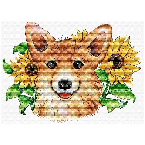 фото Набор для вышивания крестиком жар-птица "солнечный корги", 17*23 см