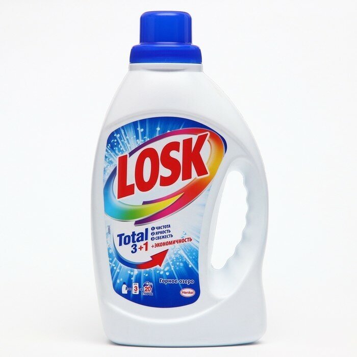 LOSK Жидкое средство для стирки Losk «Горное Озеро», гель, для светлых и белых тканей, 1,3 л