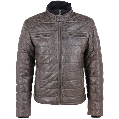 фото Кожаная куртка mauritius, размер 48, зеленый