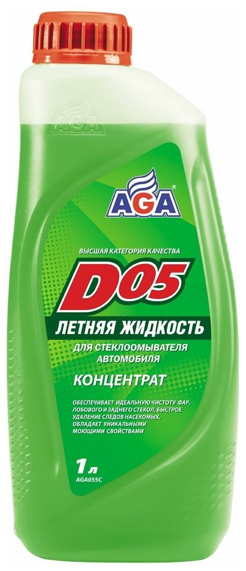 AGA AGA055C Летняя жидкость для стеклоомывателей автомобилей. Концентрат, 1 л