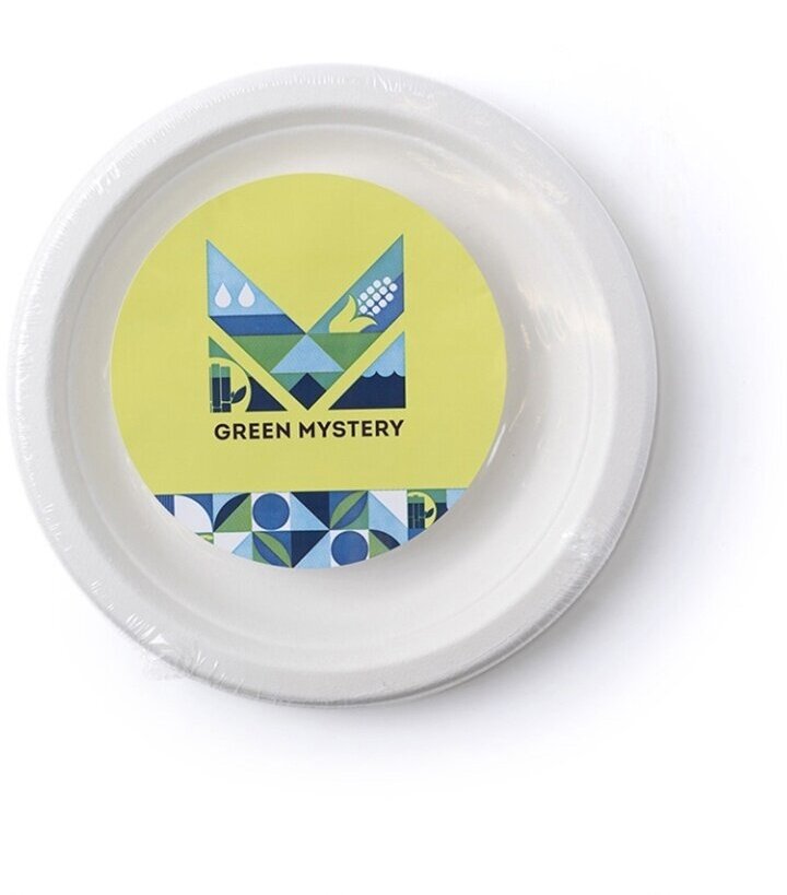 Набор тарелок GREEN MYSTERY круглых из сахарного тростника белые, d172мм, 6шт, Китай