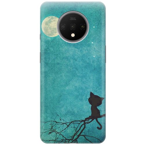 фото Re:paчехол - накладка artcolor для oneplus 7t с принтом "котенок и луна"