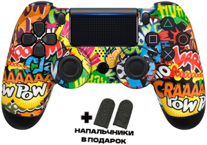 Геймпад беспроводной игровой джойстик для PlayStation 4, ПК, iOs, Android, Bluetooth, USB, WinStreak, Graffiti Разноцветный