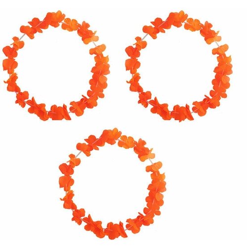 Гавайское ожерелье Цветочки, цвет оранжевый (Набор 3 шт.) гавайское ожерелье цветочки цвет оранжевый набор 3 шт