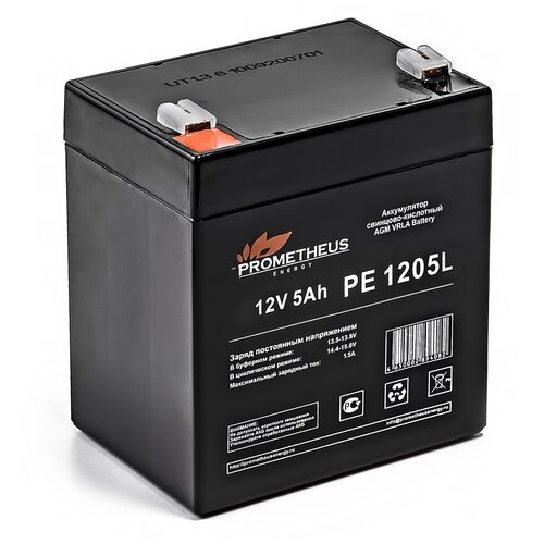 Аккумуляторная батарея для ИБП PROMETHEUS ENERGY PE 1205L 12В, 5Ач аккумуляторная батарея для ибп prometheus energy pe 1218l 12в 18ач