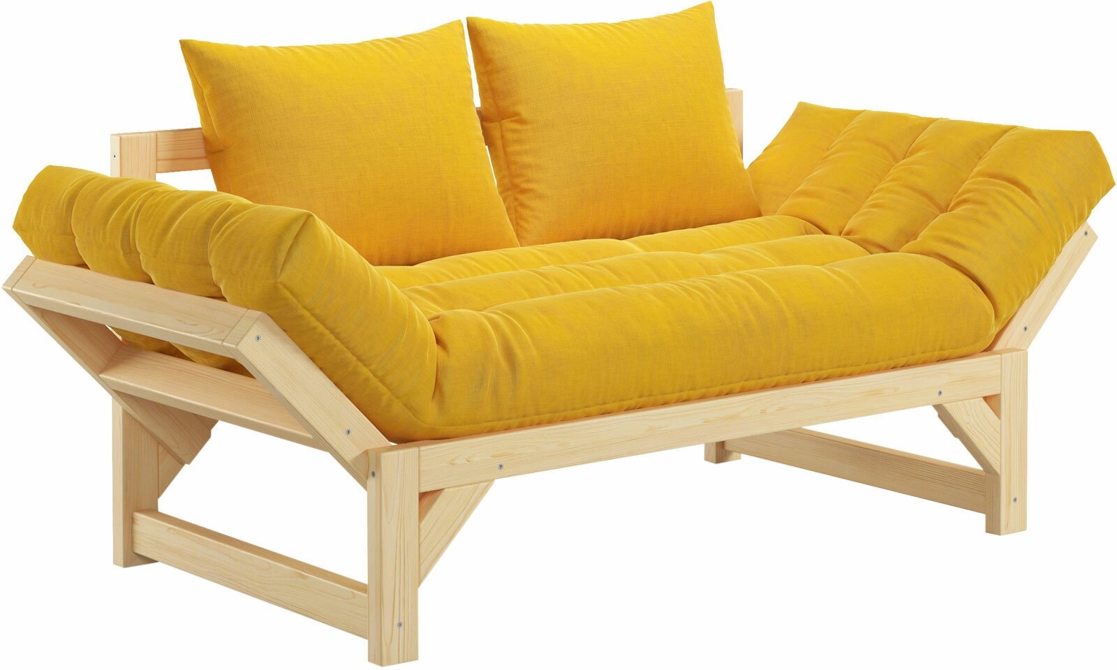 Прямой диван Первый Мебельный Бари Массив / Желтый, рогожка - фотография № 1