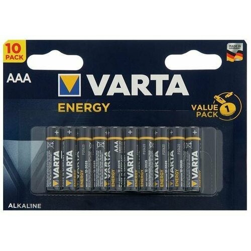 Батарейки алкалиновая Varta Energy, AAA, LR03-10BL, 1.5В, блистер, 10 шт. батарейка алкалиновая varta energy aaa lr03 10bl 1 5в блистер 10 шт
