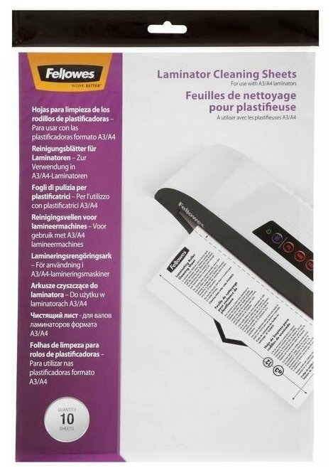 Fellowes Laminator Cleaning Sheets 10 шт. чистящая карта 10 шт. для оргтехники