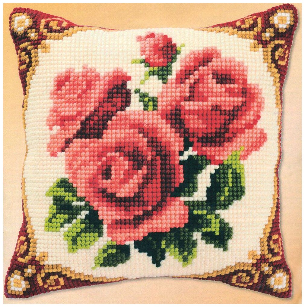 Набор для вышивания Vervaco "Подушка. Алые розы", 40x40 см