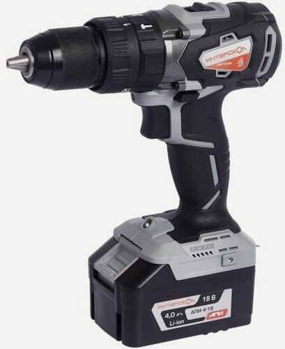 Изображение товара Дрель-шуруповерт аккумуляторная Интерскол ДАУ-13/18В бесщеточная Li-ion АПИ (кейс, 1 аккум. 4Ач, ЗУ)