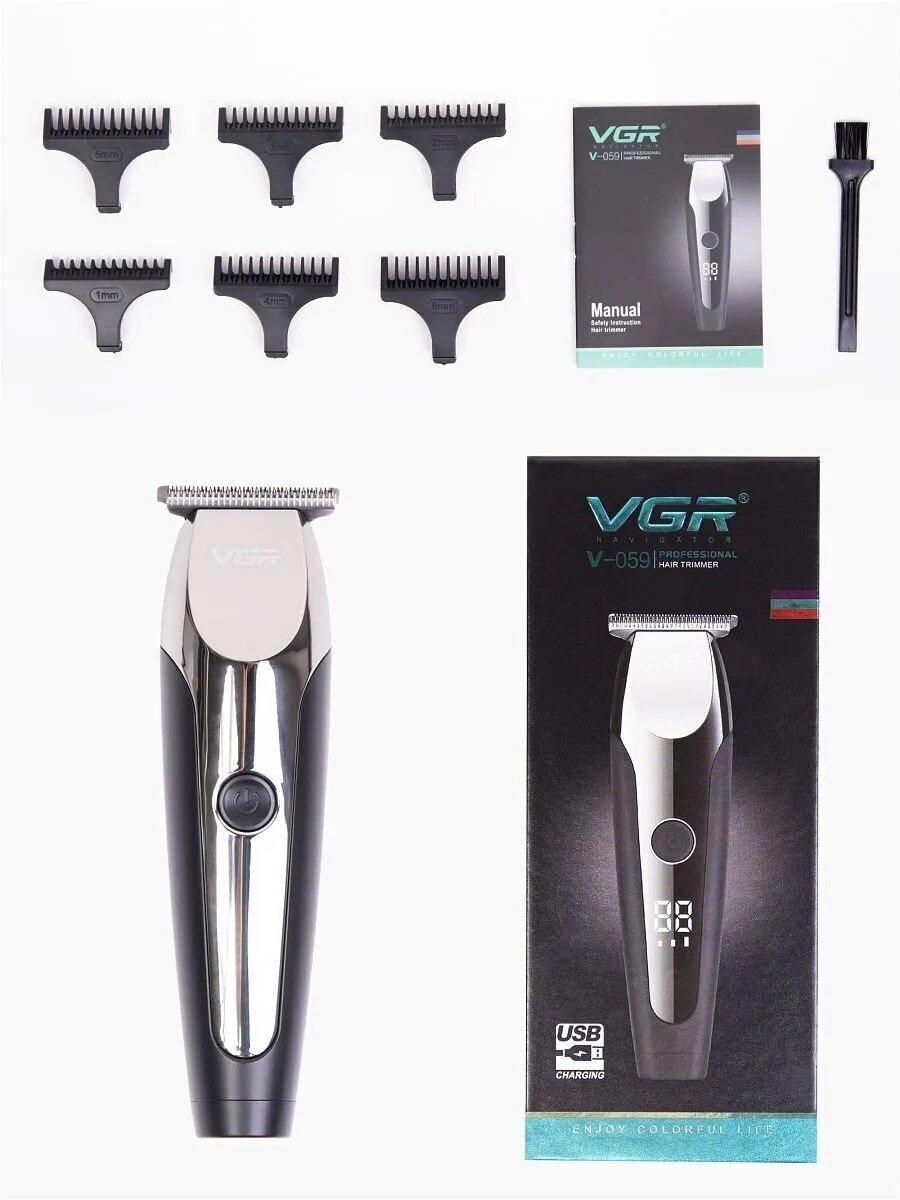 Триммер для бороды и усов VGR Professional Hair Trimmer арт. V-059, черный - фотография № 3