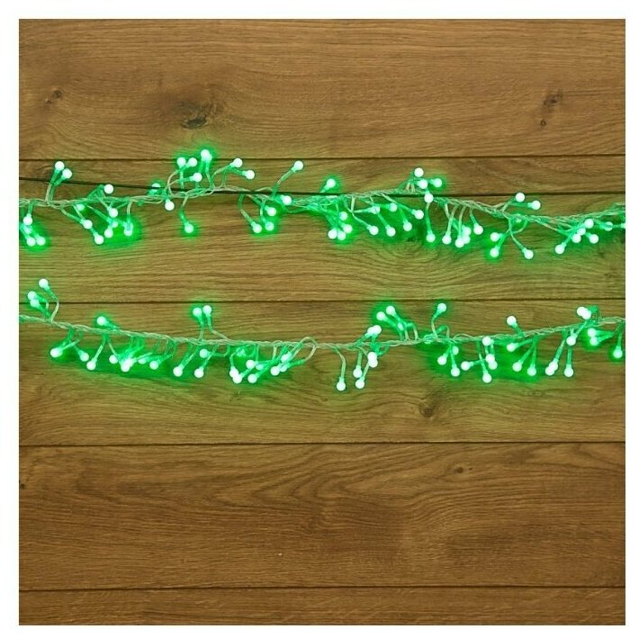 Гирлянда "Мишура LED" 3 м прозрачный ПВХ, 288 диодов, цвет зеленый