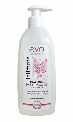 EVO Intimate Крем-мыло для интимной гигиены с молочной кислотой рН 5,2, 400 мл х 1 шт, бутылка с дозатором