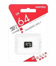 Карта памяти micro SDXC 64Gb SmartBuy Class 10 UHS-I SB64GBSDCL10-00