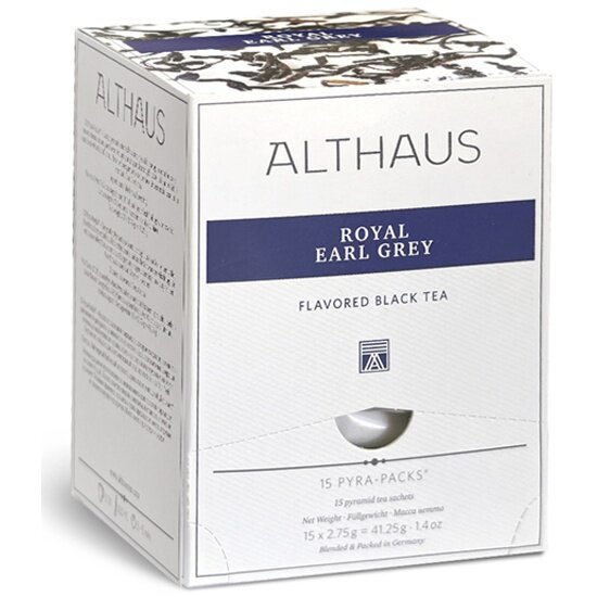 Чай черный Althaus Royal Earl Grey/ Королевский Эрл Грей, с ароматом бергамота, 15 пирамидкок