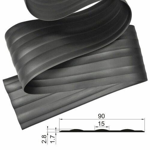 Привальная лента 90 мм для усиления днища лодки лента днищевая ПВХ чёрная толщина 17 мм длина 5 м 22538 912₽