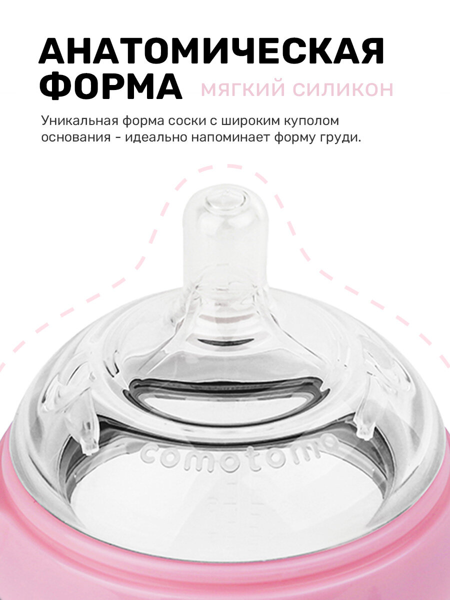 Соска для бутылочек Comotomo Natural Nipple Packs силиконовая набор от 3 мес средний поток