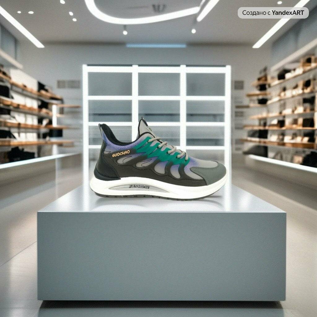 фото Кроссовки мужские KULADA, повседневные, демисезонные, стиль городской, уличный, размер 41, серо-зеленый, черный