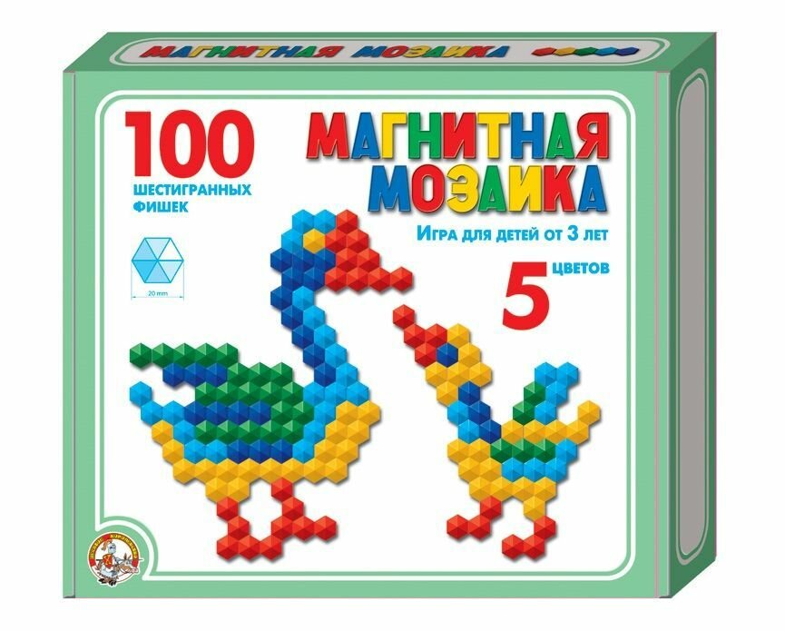 Мозаика магнитная шестигр d20/5цв 100шт 175х200х35