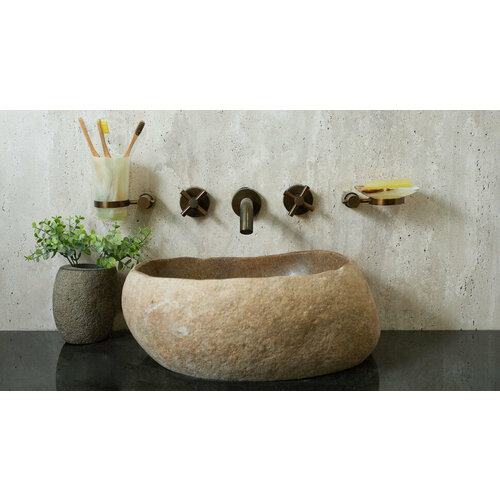 Бежевая раковина для ванной Sheerdecor Piedra 00501111211 из речного камня гранита