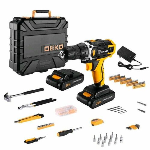 Дрель-шуруповерт DEKO DKCD20FU-Li и набор инструментов DEKO 20 В 2 Li-lon 195 предметов 11988₽