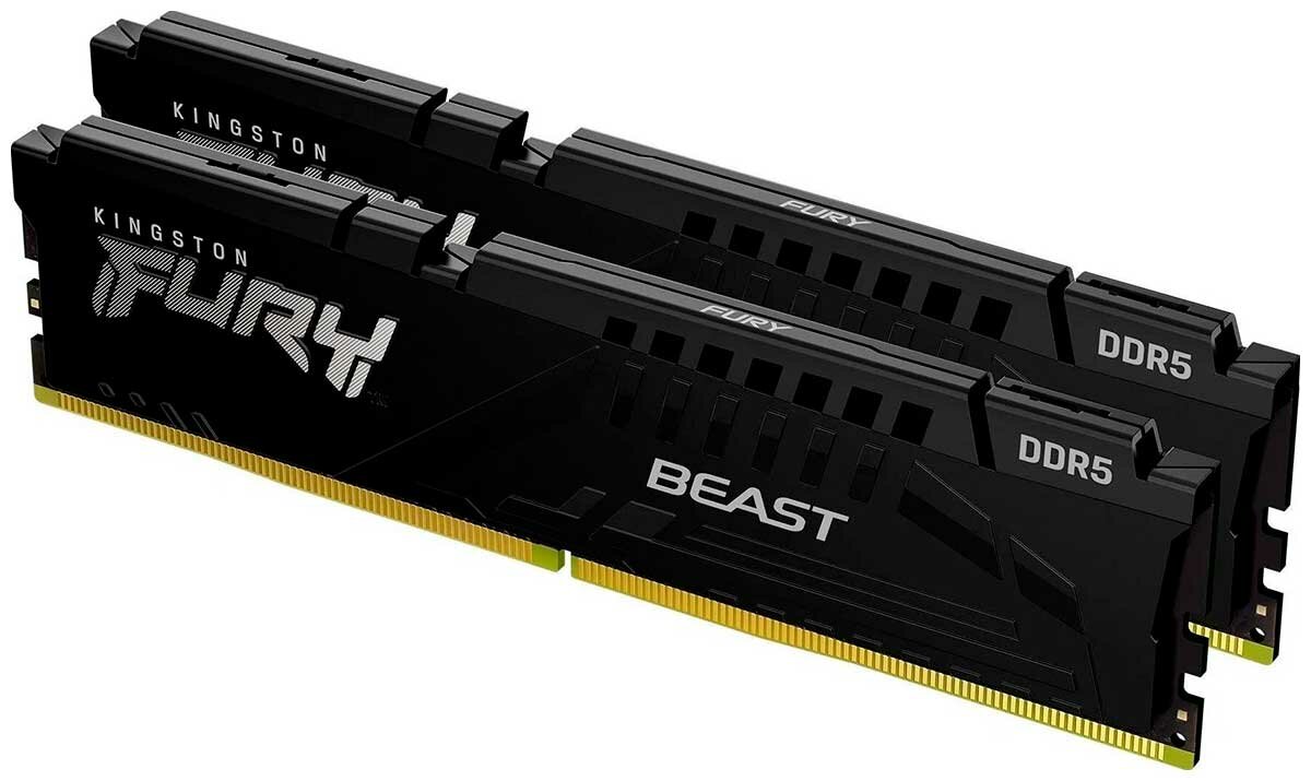 Оперативная память Kingston DDR5 32Gb (2x16Gb) 5200MHz FURY Beast Black (KF552C40BBK2-32) — фото 1