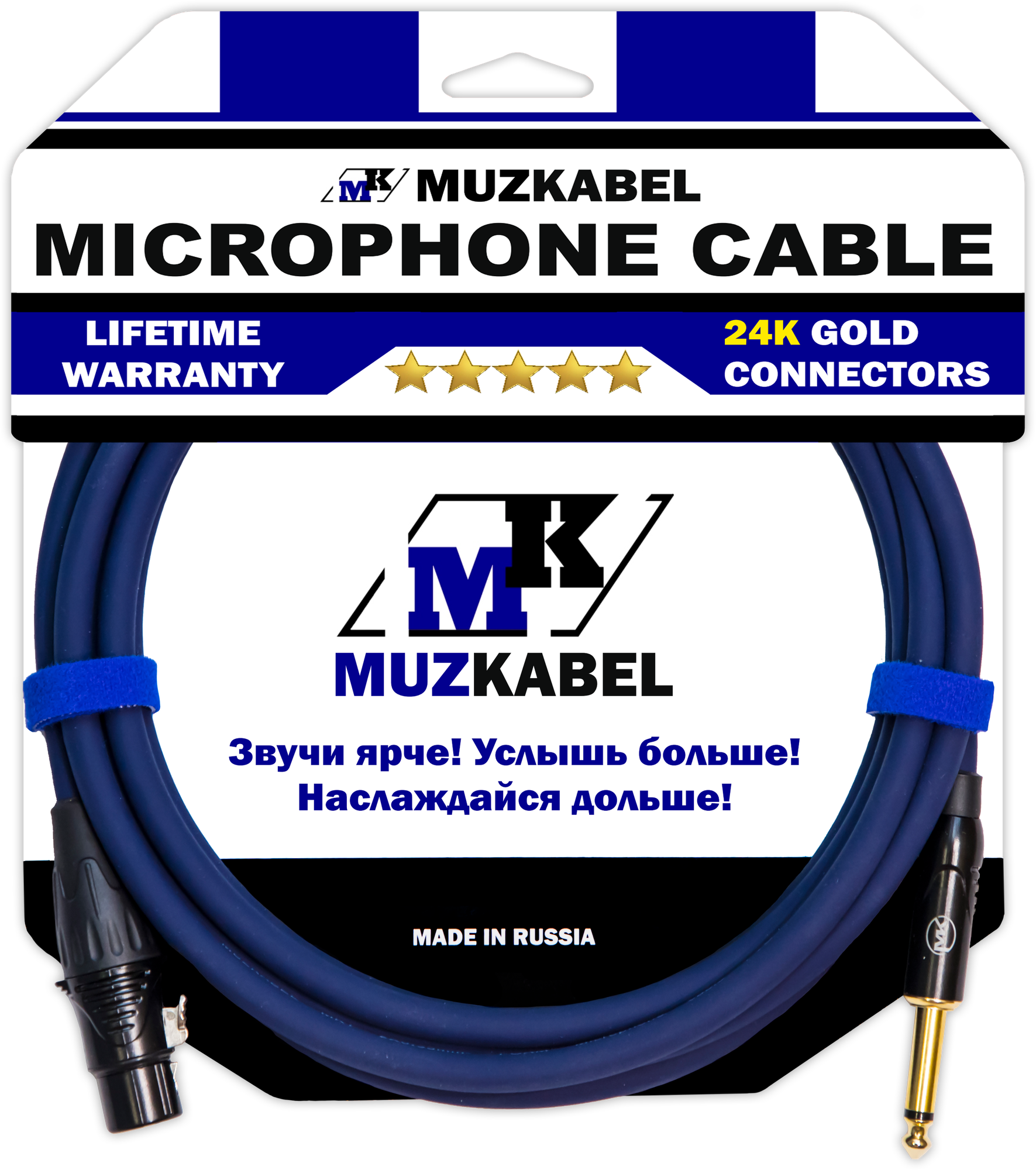 Микрофонный аудио кабель MUZKABEL XJFMK1S - 1 метр, JACK (моно) - XLR (мама)