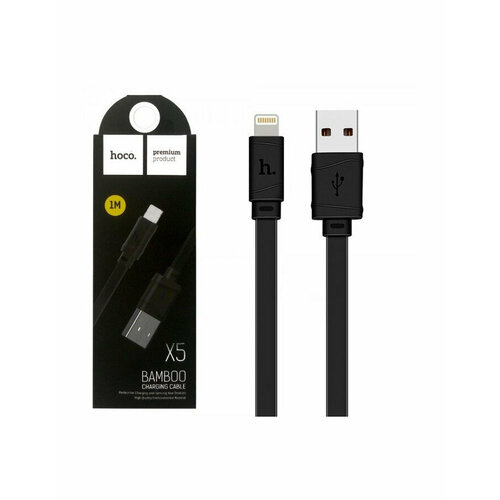 Кабель USB - Lightning (для Apple iPhone) Hoco X5 (плоский) Черный