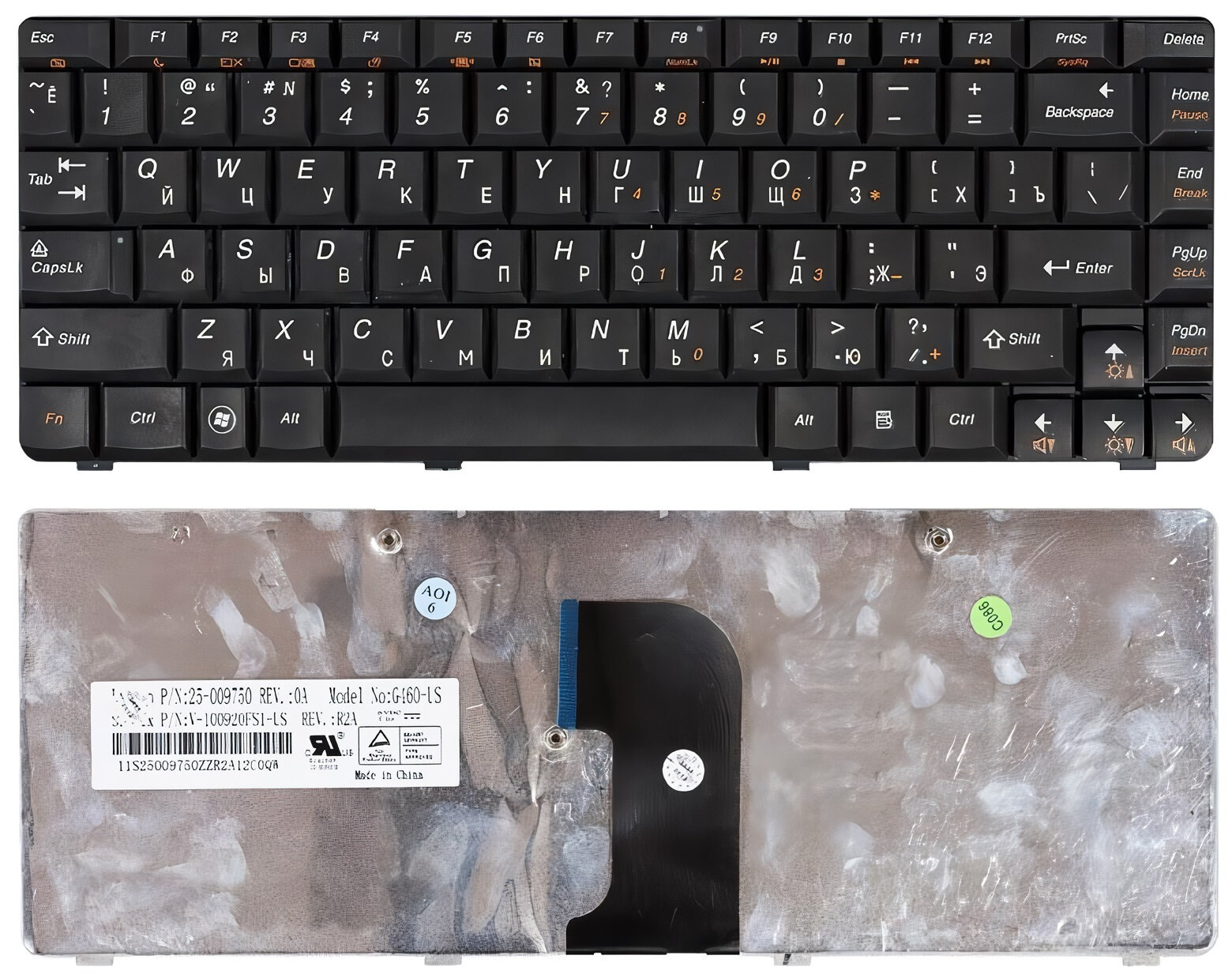 Клавиатура для ноутбука Lenovo G460 G465 p/n: 25-009804, 25009804, G460-RU, N2L-RU, 9Z. N5JSN.00R